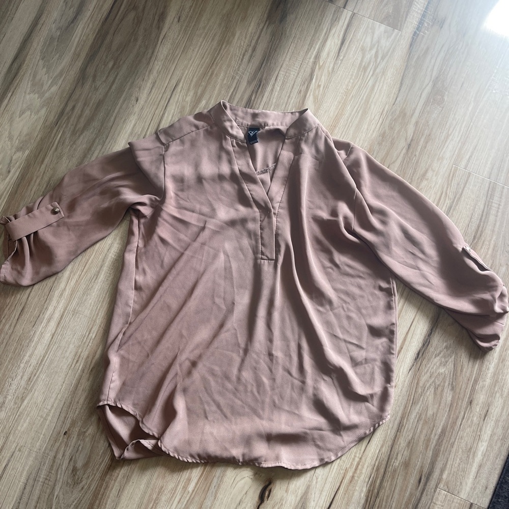Windsor Pink 3/4 Sleeve Mandarin Collar Blouse